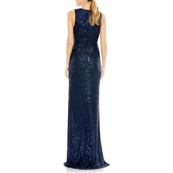 Elegant Navy Sequin Gown - Picture 2 of 14